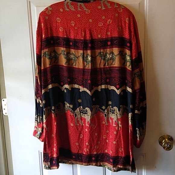 S.L. Fashions Women's Red and Brown Camels Sun & Stars Tunic Women's 14 - Picture 5 of 8
